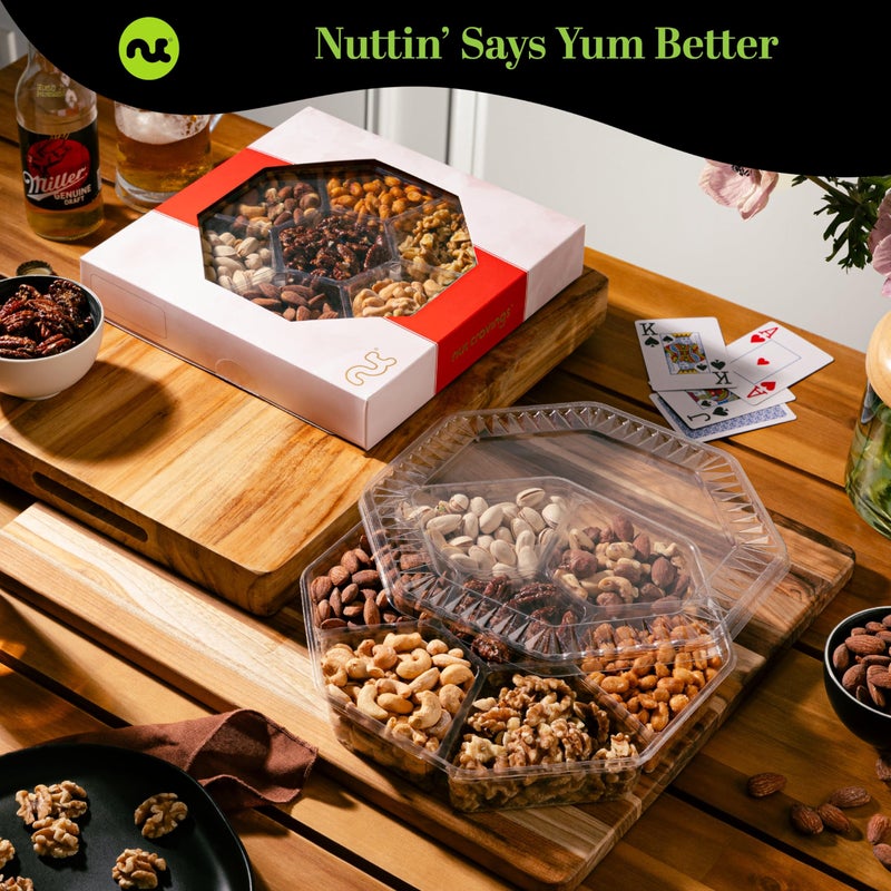 NUT CRAVINGS - Halloween Treats For Adults Mixed Nuts Gift Basket in Red Gold Box (7 Assortments, 1 LB) Holiday Xmas Christmas Food Arrangement, Healthy Snack Care Package, Food Assortments - Image 2
